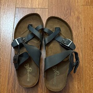 Mountain Sole Black Strappy Sandals